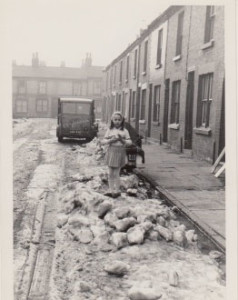 old photo of little girl in a Liverpool Street illustrating a post about Liverpool Nostalgia by Grace Jolliffe