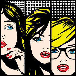 pop art three girls illustrating a page about historical Liverpool Stories
